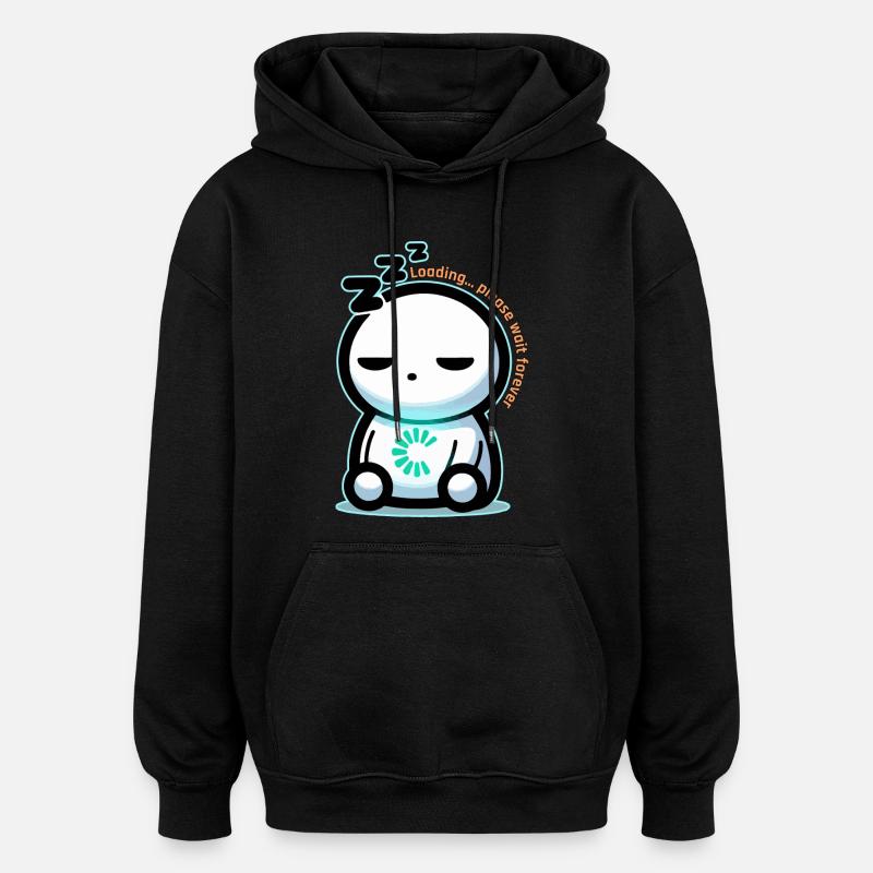 Forever Loading Sleepy Mascot - Oversized Unisex Hoodie - black