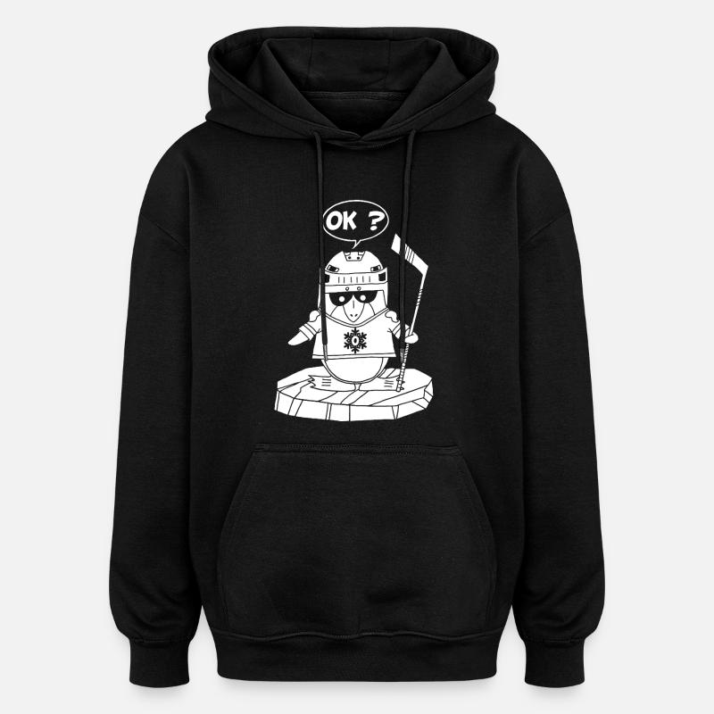 Weißer Sportpinguin - Oversized Unisex Hoodie - Schwarz
