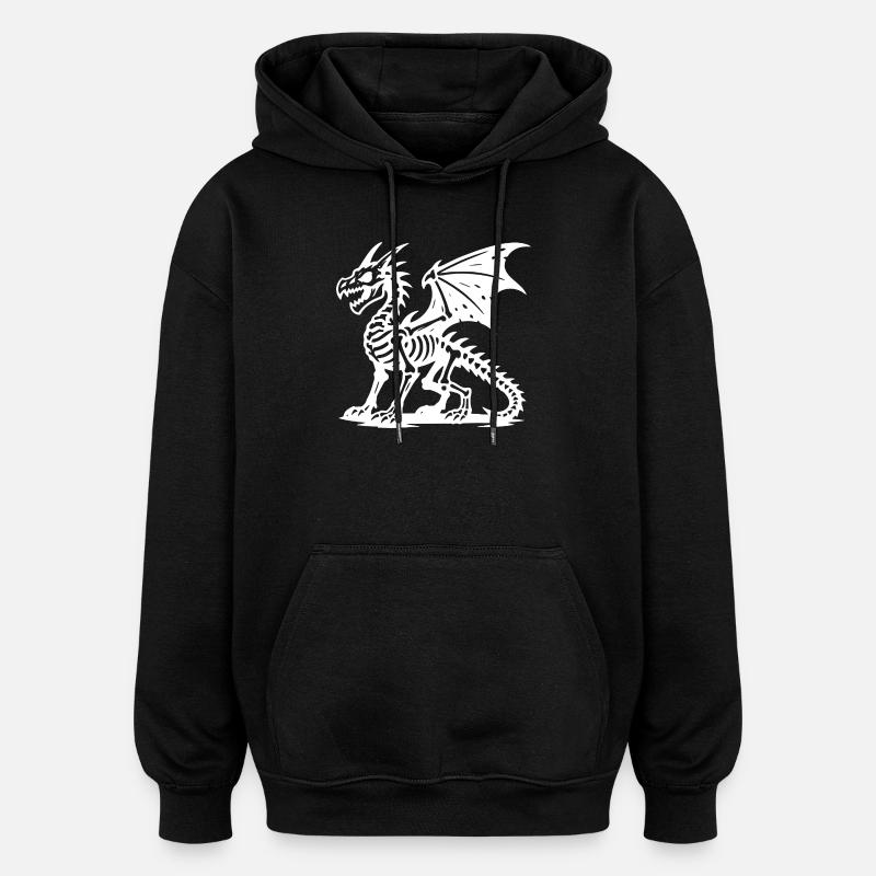 Mythique dragon squelette design rétro - Sweat à capuche oversize unisexe - noir