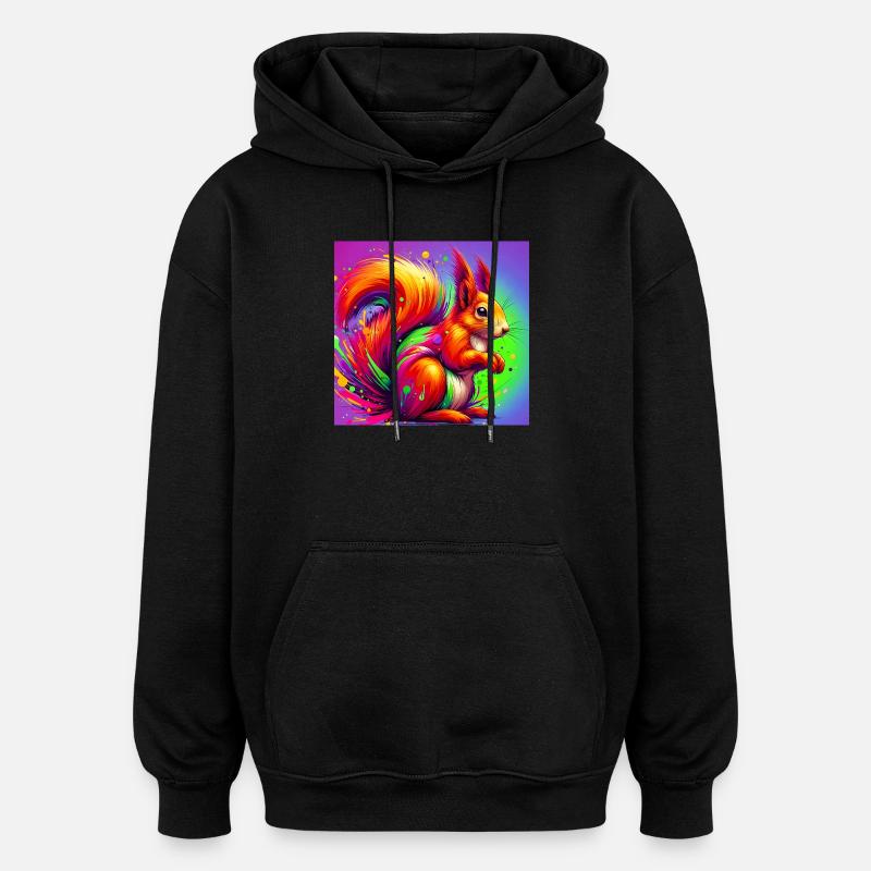 squirrel - Oversized Unisex Hoodie - black