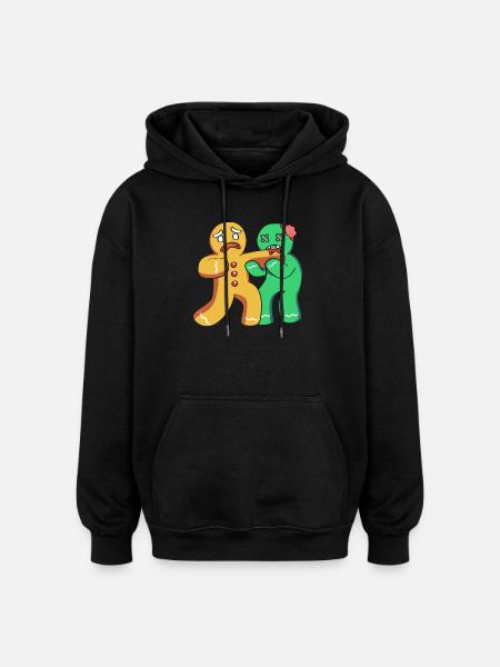 Gingerbread Man Christmas Gingerbread Lebkuchen - Oversized Unisex Hoodie - black