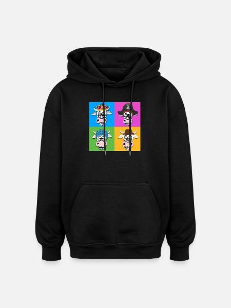Cow Quartet - Oversized Unisex Hoodie - black