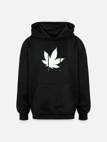 Cannabis Leaf Silhouette Mint - Oversized Unisex Hoodie - black