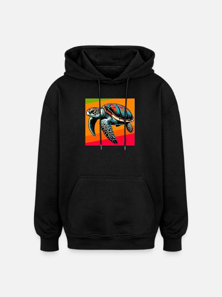 turtle - Oversized Unisex Hoodie - black