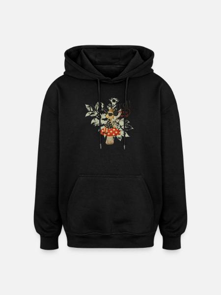 Be Weird Mushroom Collage - Oversized Unisex Hoodie - black