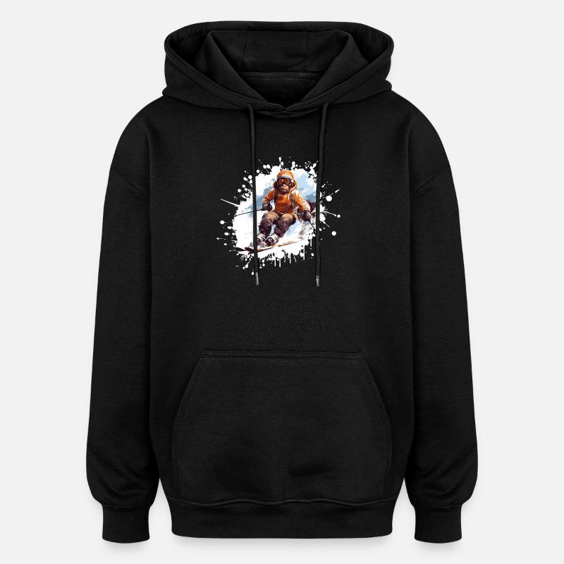 Monkey Ski Skiing - Oversized Unisex Hoodie - black