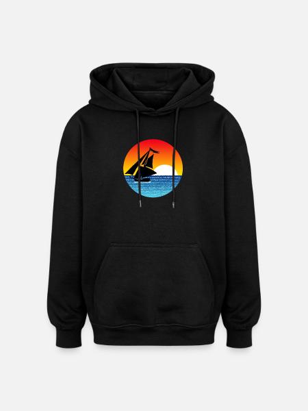 Sailboat at sunset - Oversized Unisex Hoodie - black