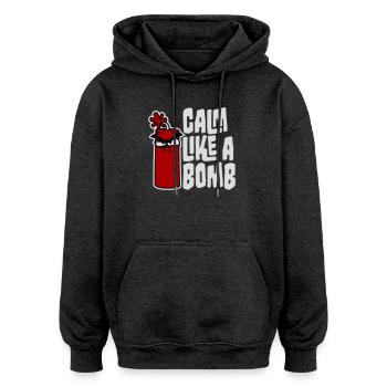 Calme comme une bombe Paradoxe Ironie Humour Blague explosive - Sweat à capuche oversize unisexe - charbon - Devant - Noah (186cm)