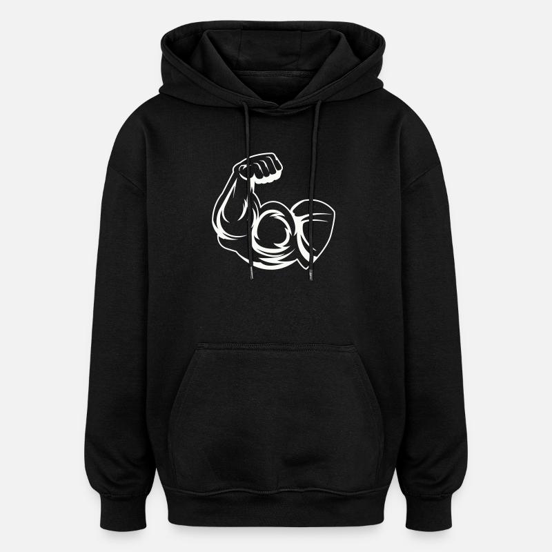 Strong biceps power print - Oversized Unisex Hoodie - black