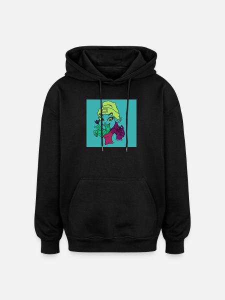 Neon Graffiti Mascot - Oversized Unisex Hoodie - black