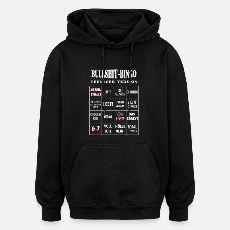 Bingo à la connerie – Version ado - Sweat à capuche oversize unisexe - noir