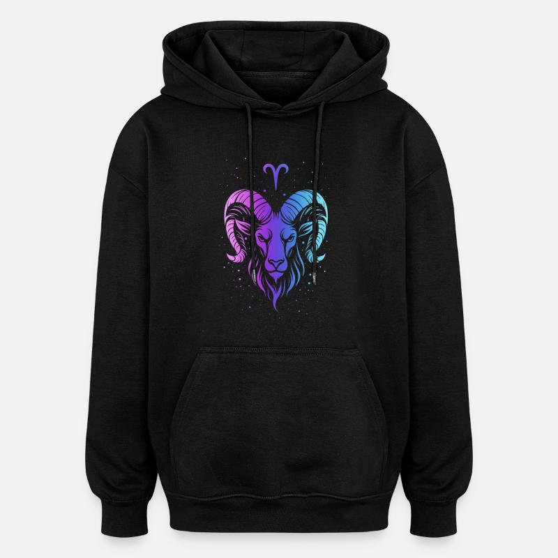 Widder: Neon-Tierkreisgeist - Oversized Unisex Hoodie - Schwarz