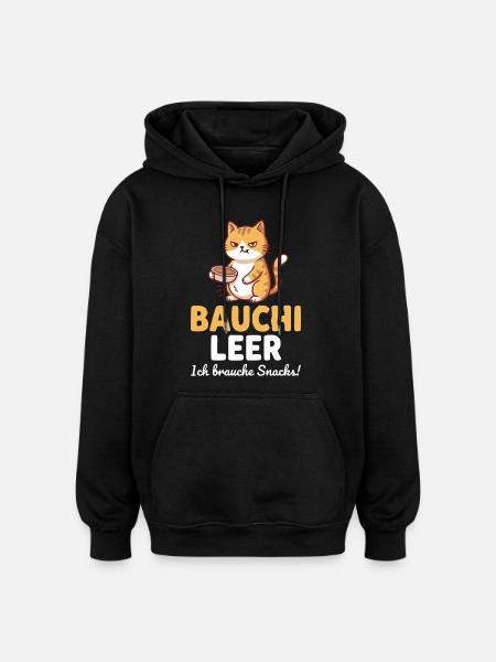 Bauchi leer Katze mit Kaffee - Oversized Unisex Hoodie - Schwarz