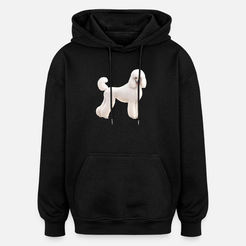 Pudel Large White - Oversized Unisex Hoodie - Schwarz