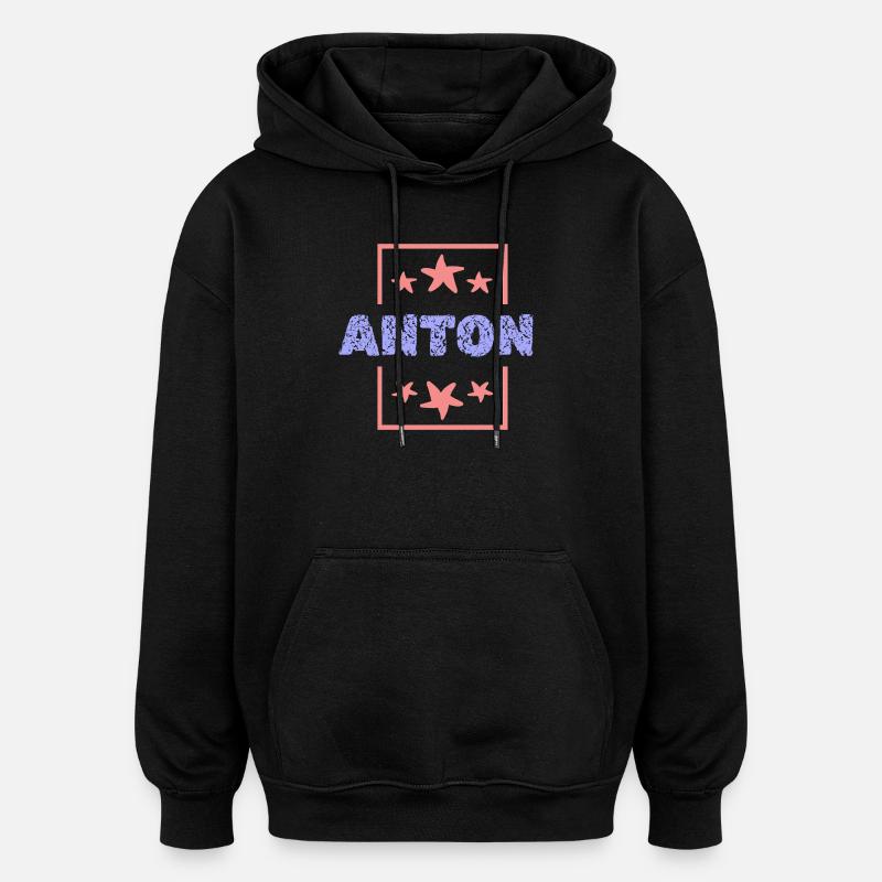 Anton - Sweat à capuche oversize unisexe - noir