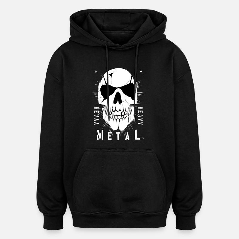 Metallschädel mit Rissen - Oversized Unisex Hoodie - Schwarz