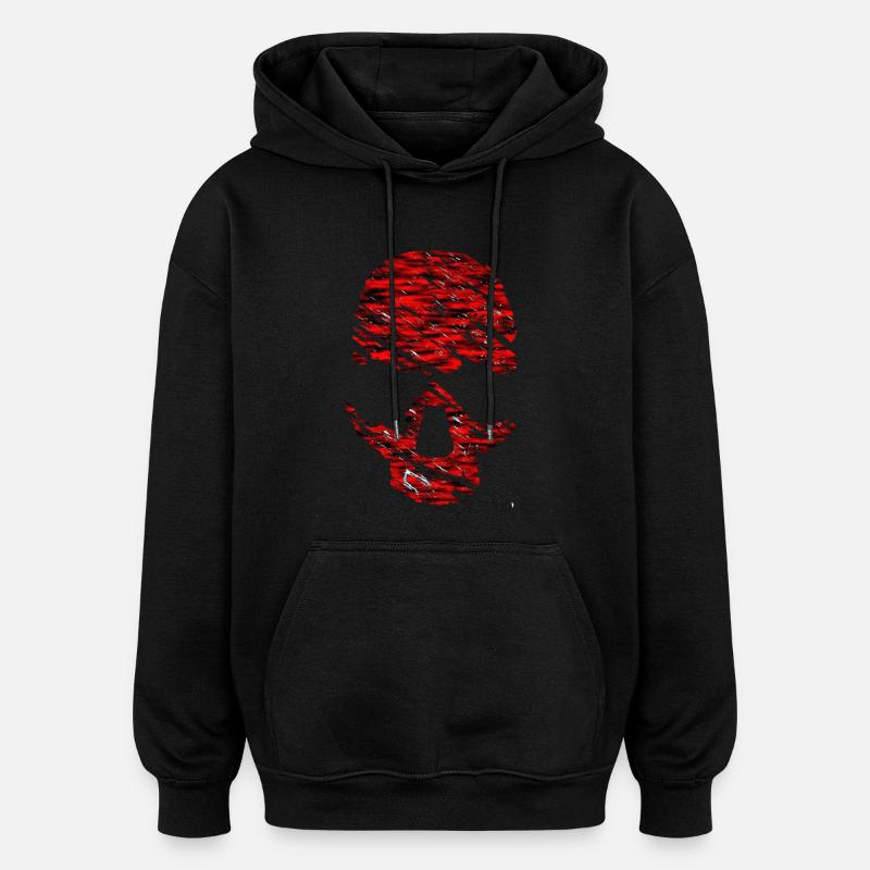 Crâne rouge avec des fissures - Sweat à capuche oversize unisexe - noir