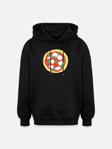 Fresh Basil Pizza Art - Oversized Unisex Hoodie - black