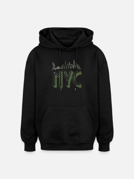 NYC Skyline Silhouette - Oversized Unisex Hoodie - black
