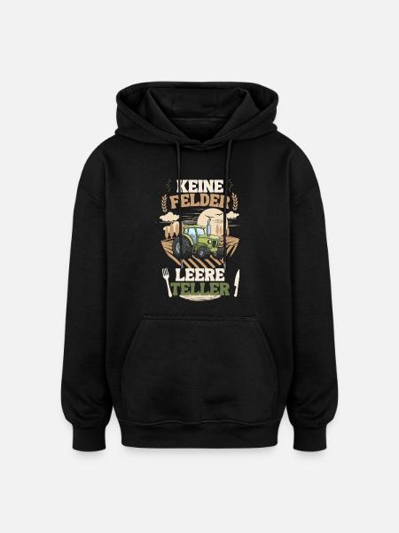 Bauer Keine Felder leere Teller - Oversized Unisex Hoodie - Schwarz