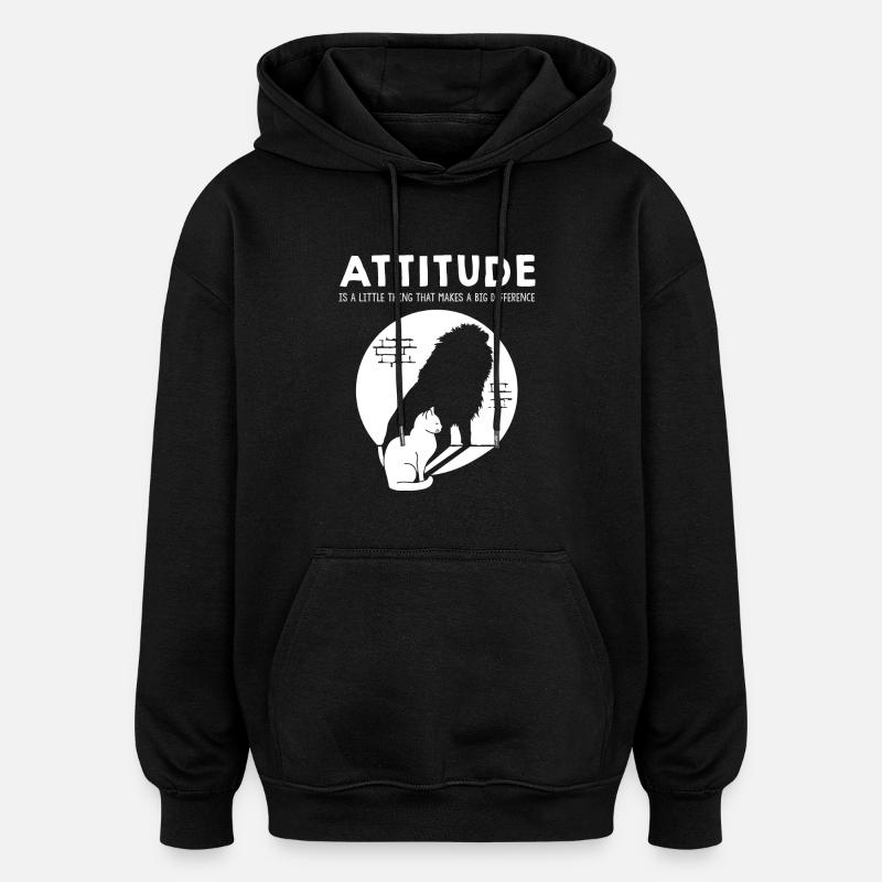 Attitude - Cat - Sweat à capuche oversize unisexe - noir