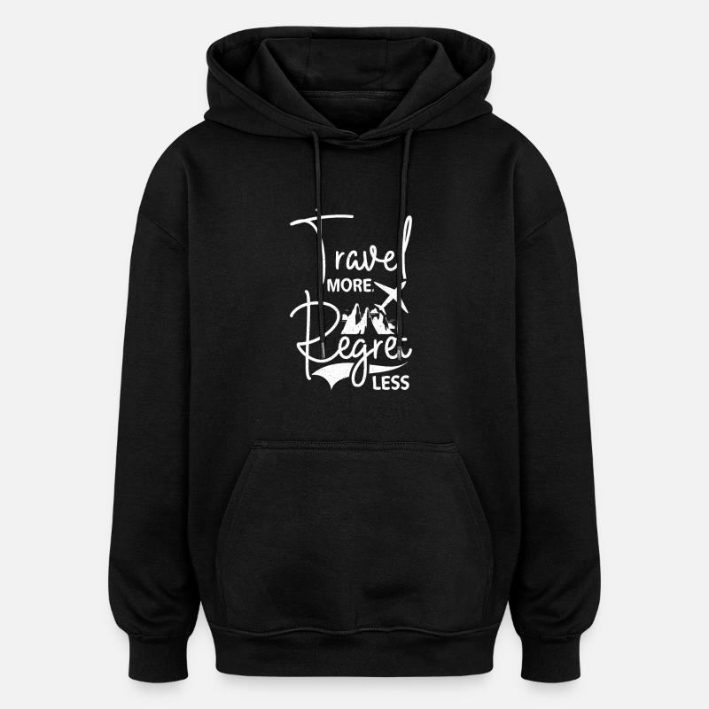 Voyagez moins regretté - Sweat à capuche oversize unisexe - noir