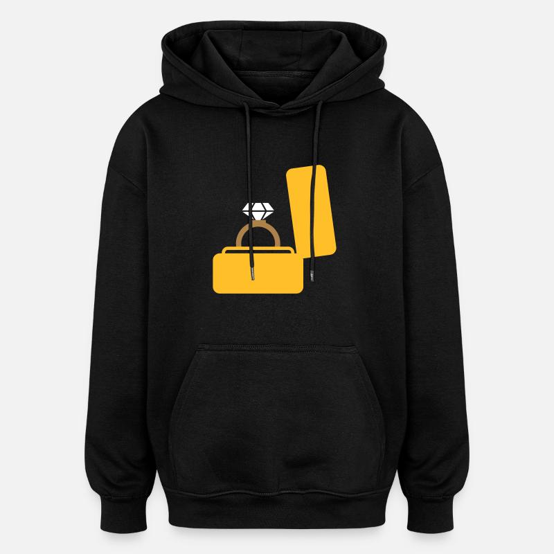 Bague cadeau de mariage - Sweat à capuche oversize unisexe - noir