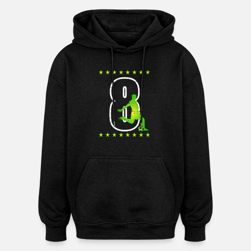 Tröja nummer 08 i fotbollströja - Oversized luvtröja unisex - svart