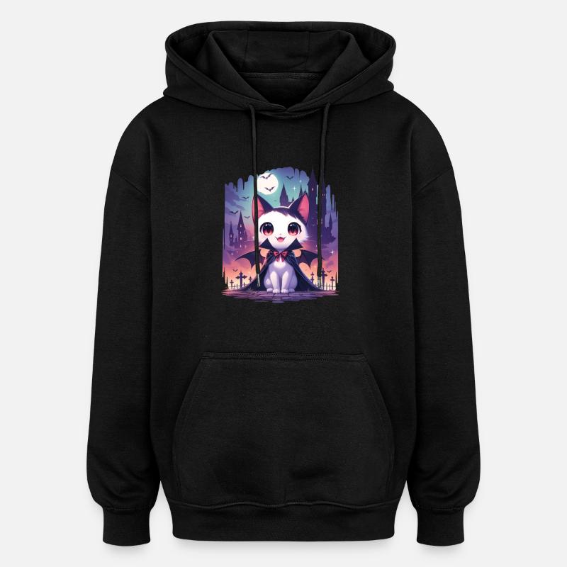 Chat vampire d’Halloween mignon - Sweat à capuche oversize unisexe - noir