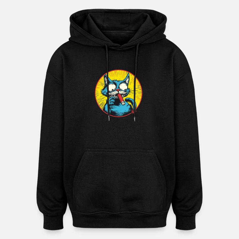 Coole Blaue Antihelden-Katze - Oversized Unisex Hoodie - Schwarz