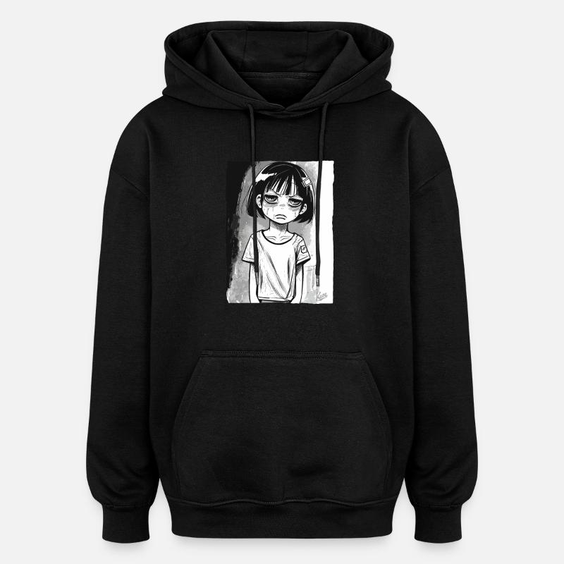 Fille alternative de dessin animé - Sweat à capuche oversize unisexe - noir