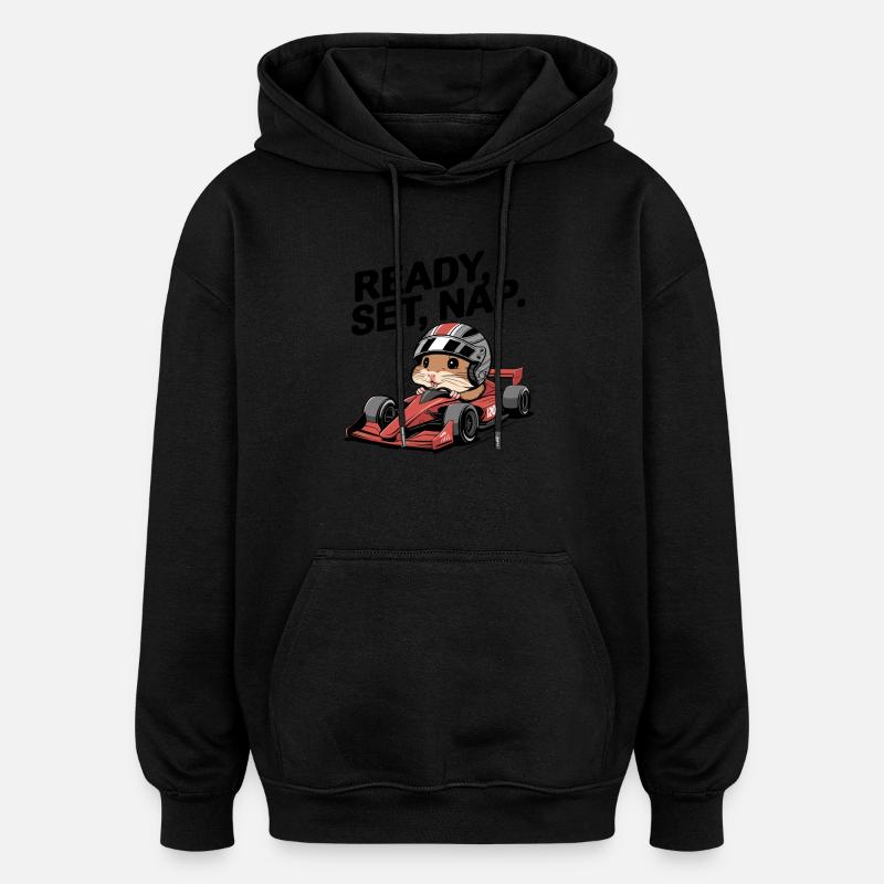 Ready Set Nap Hamster Course - Sweat à capuche oversize unisexe - noir