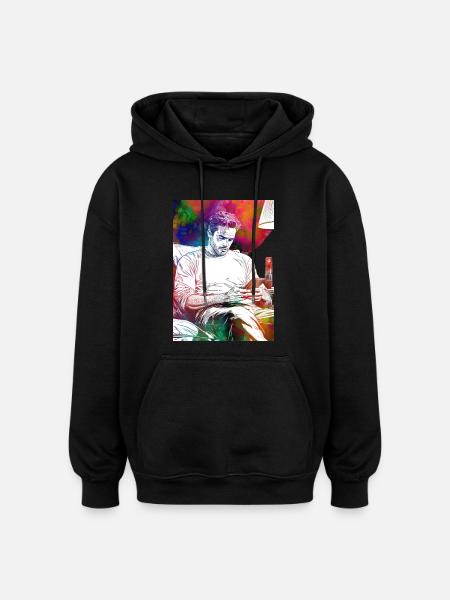 Männerleben mit Smartphone - Oversized Unisex Hoodie - Schwarz