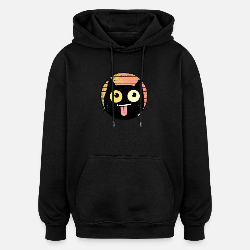 Chat rétro coquin - Sweat à capuche oversize unisexe - noir