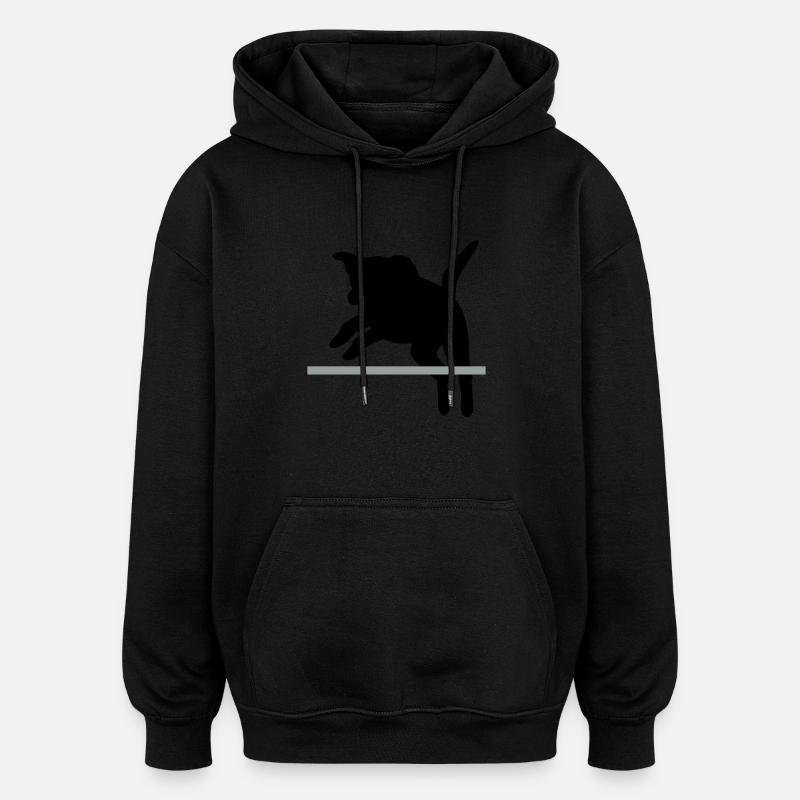 Hund im Sprung / Agility - Oversized Unisex Hoodie - Schwarz