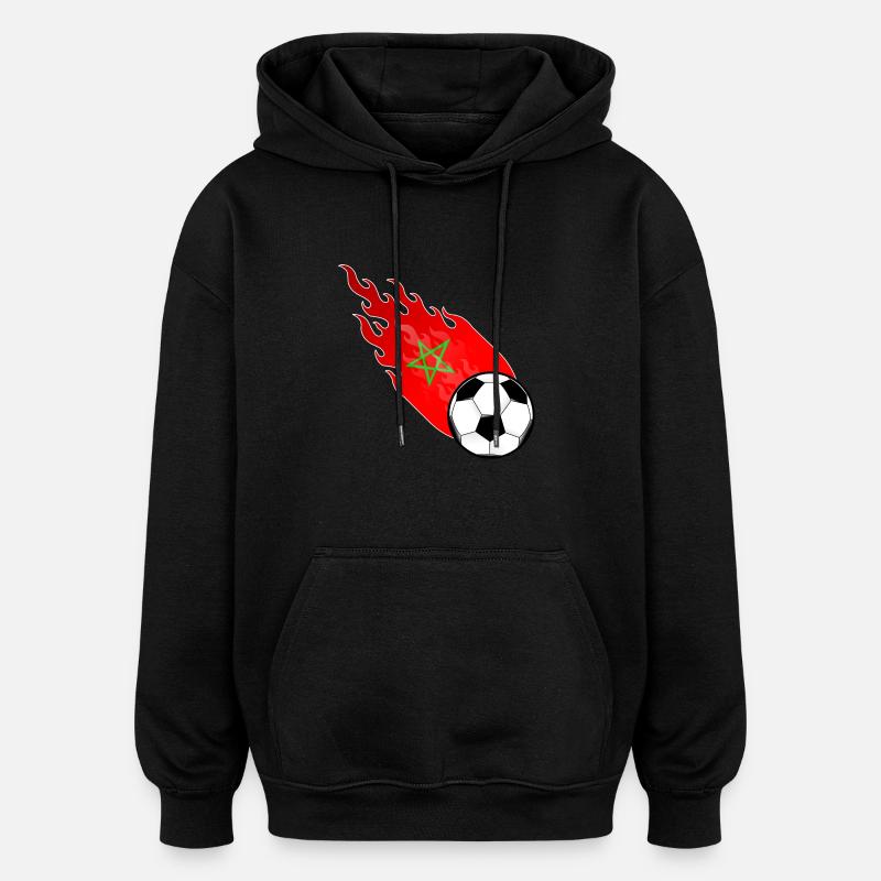Football Fireball Maroc - Sweat à capuche oversize unisexe - noir