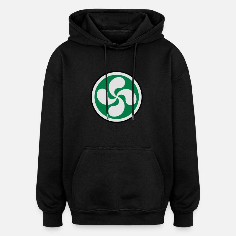 Croix du Pays Basque - Sweat à capuche oversize unisexe - noir