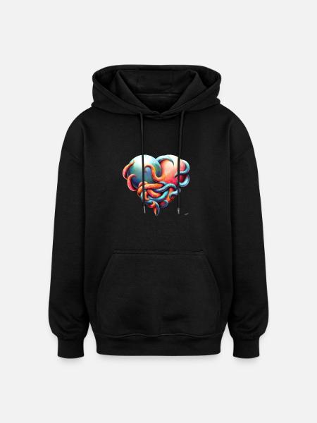 Big hugtopus - Sweat à capuche oversize unisexe - noir