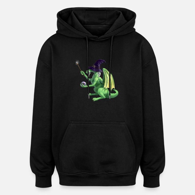 dragon wizard - Oversized Unisex Hoodie - black