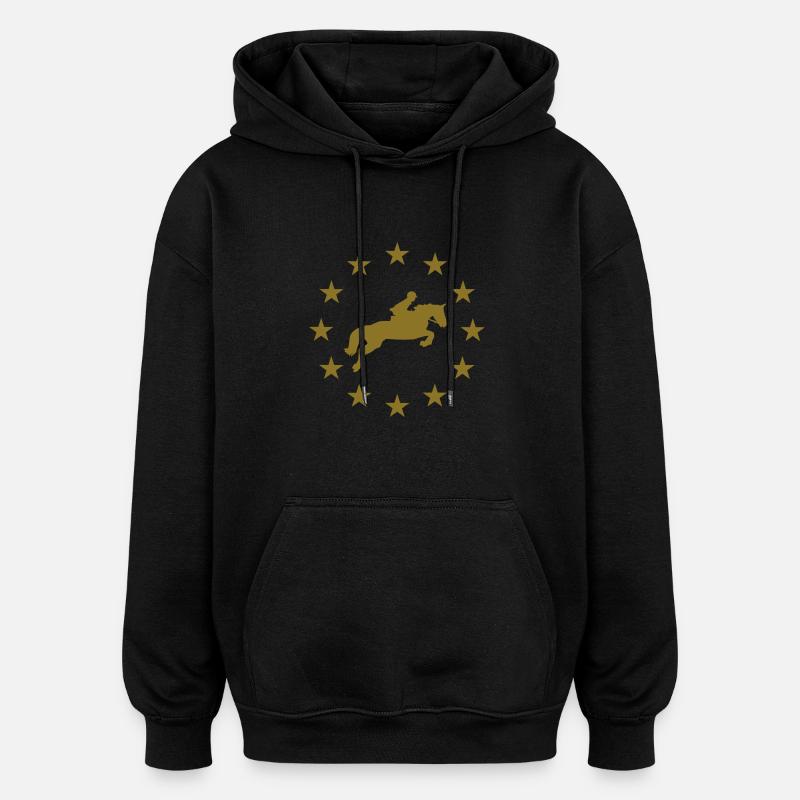 Springen Pferd & Sternen - Oversized Unisex Hoodie - Schwarz