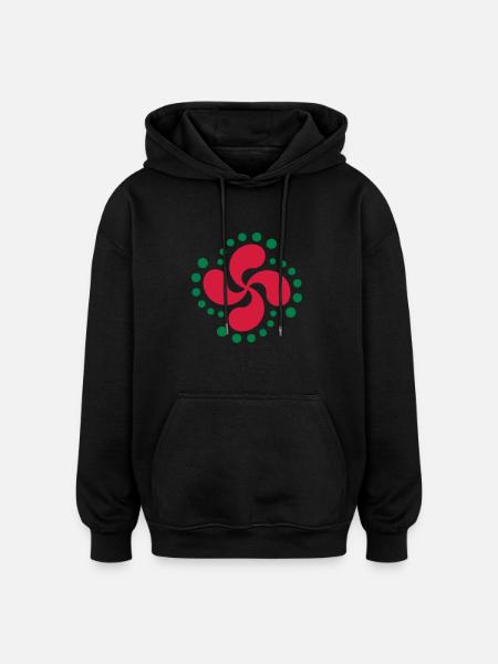 Croix Basque - Lauburu 09 - Sweat à capuche oversize unisexe - noir