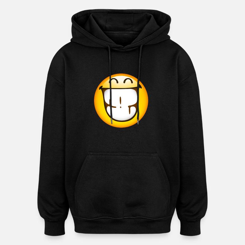 Smiley Glossy Happy Teeth - Sweat à capuche oversize unisexe - noir