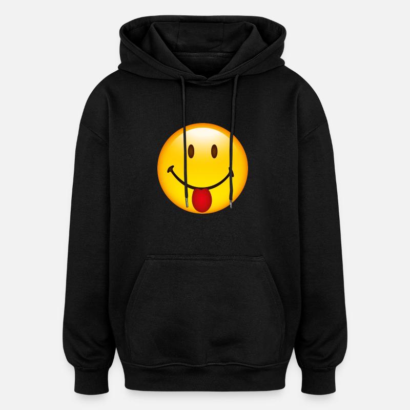 Smiley Cheeky - Sweat à capuche oversize unisexe - noir