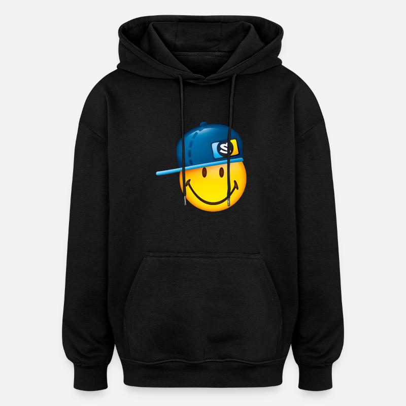 Smiley Cap - Sweat à capuche oversize unisexe - noir