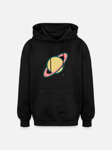 Planet Saturn (Cartoon) - Oversized Unisex Hoodie - black