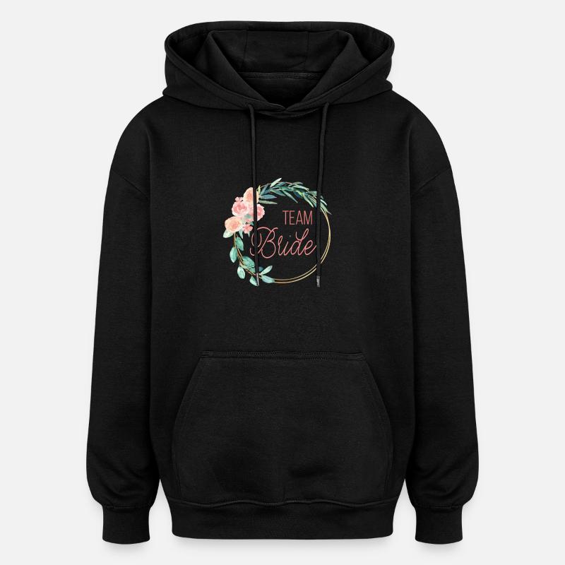 (spring_wreath_team_bride) - Oversized Unisex Hoodie - black