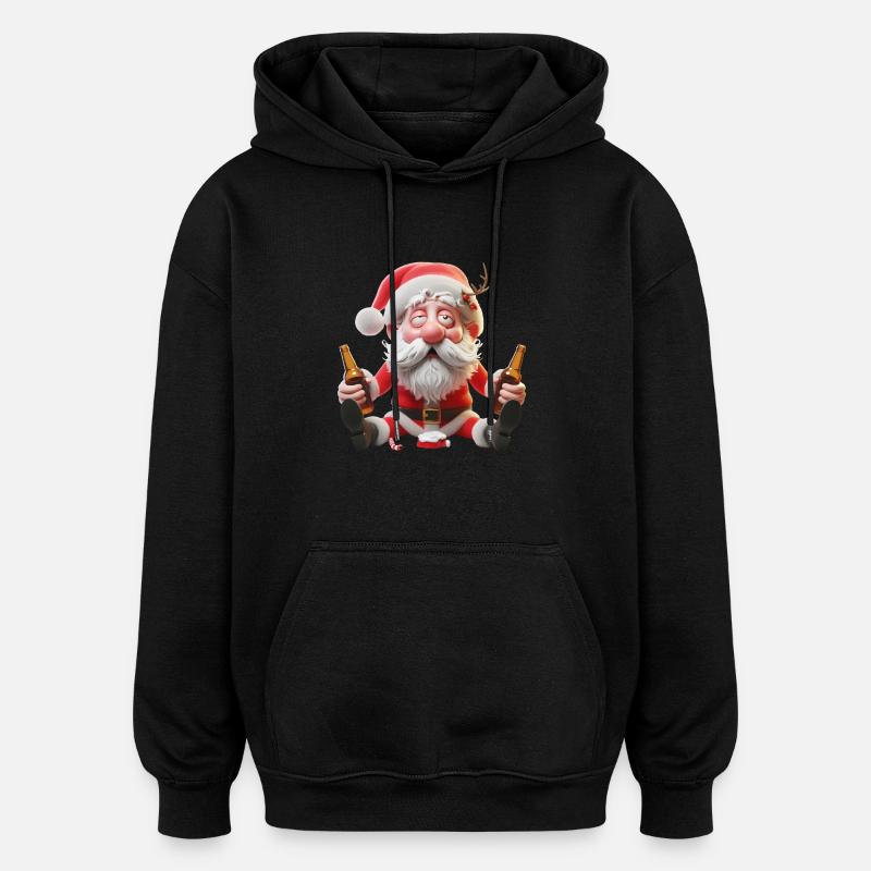 Père Noël ivre 1 - Sweat à capuche oversize unisexe - noir