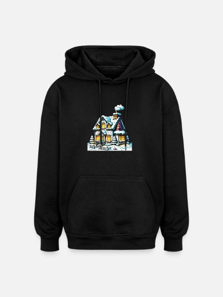 House Winter Christmas - Oversized Unisex Hoodie - black