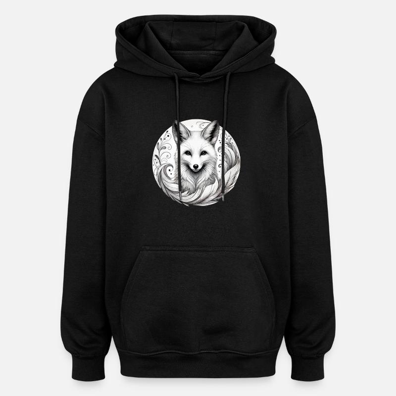 Peaceful Fox - Oversized Unisex Hoodie - black