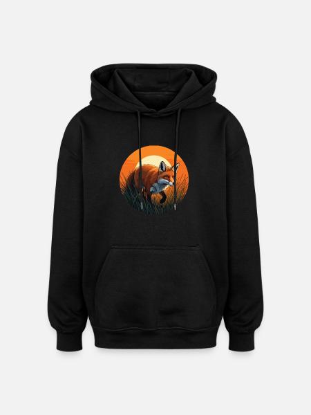 Fox at sunset - Oversized Unisex Hoodie - black